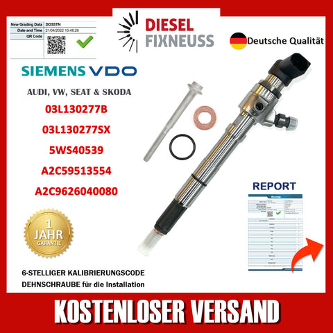 4x Einspritzdüsen 03L130277B Siemens VW Motor CAYA 1,6 TDI Continental