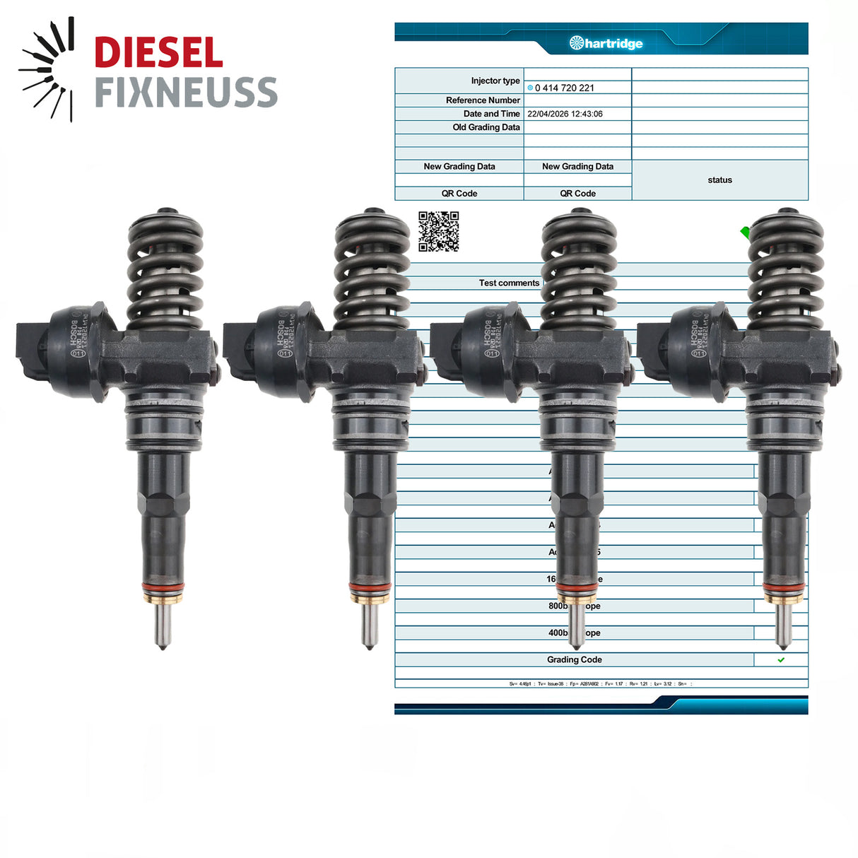 4x 0414720221 038130073AP Bosch Pumpe Düse für VW Caddy 2.0 SDI