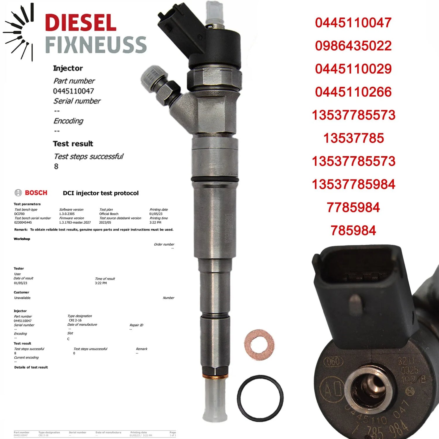 BMW Injector Nozzle 0445110047 – Re Manufactured For E46, E39, E38, E53 3.0d Diesel, 1 Year Warranty