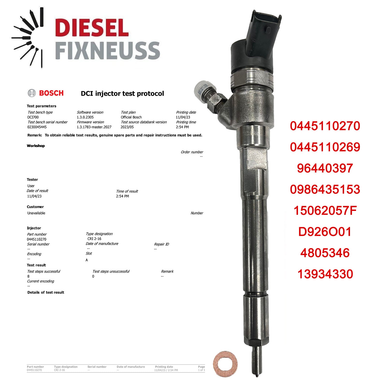 Bosch Einspritzdüse 0445110270 Injektor 0986435135 Opel Antara 2.0 CDTI CHEVROLET