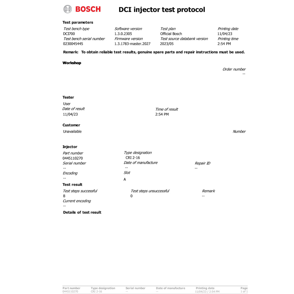Injektor Einspritzdüse 0986435153 Chevrolet Opel Antara 2.0 127PS 0445110270
