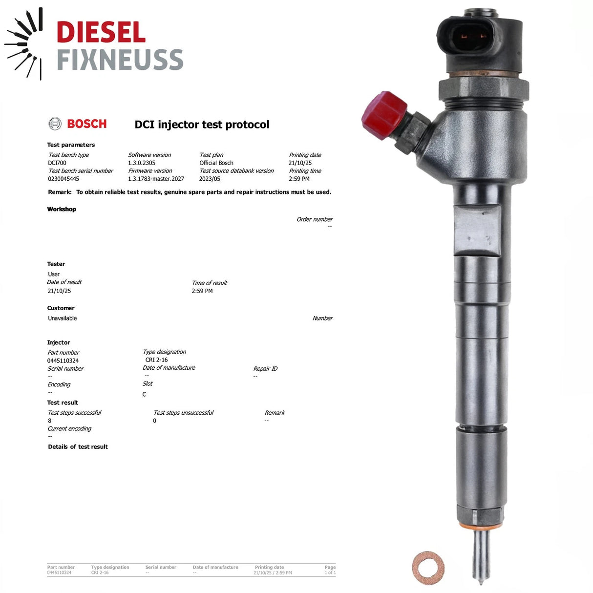 Bosch Common-Rail Einspritzdüse 0445110324 – Mercedes-Benz A6400701187