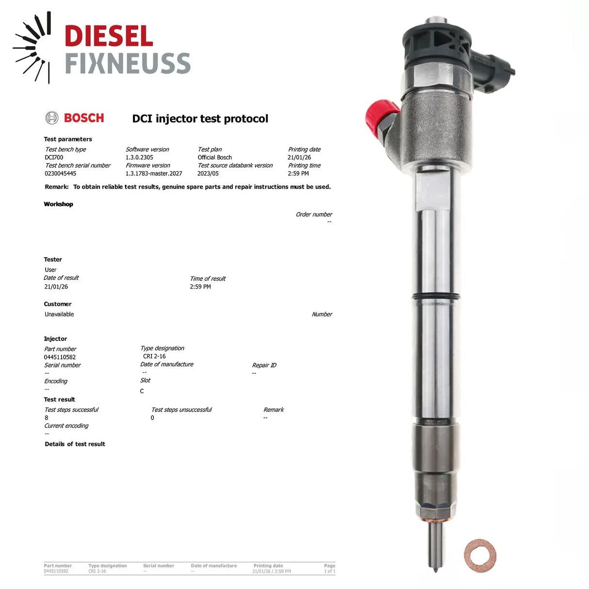 Injektor Einspritzdüse BOSCH 0445110582 33800-2F600 HYUNDAI KIA 2.0