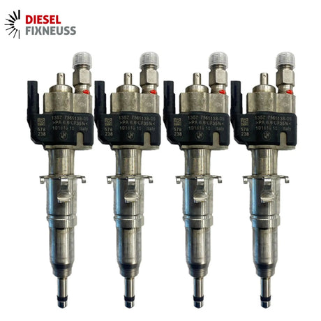 4x Fuel Injector BMW 1/3/5 Series | Part No: 13537589048/13537565138-05 Benzin | Compatible with N45/N43/N53 Engines | Includes Copper Ring, O-Ring, Test Report | 1-Year Unlimited Mileage Warranty