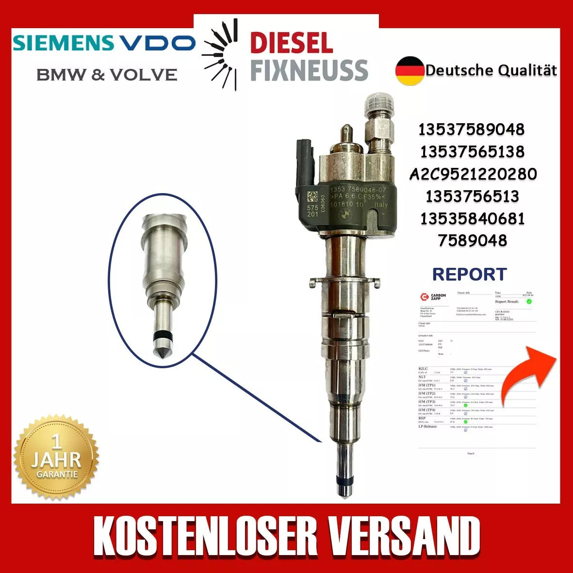 VDO 13537589048-07 Einspritzventil 13537565138 N43 N53 BMW Benzin