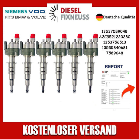 6x Fuel Injector BMW 1/3/5 Series | Part No: 13537589048-08/13537565138 Benzin | Compatible with N45/N43/N53 Engines | Includes Copper Ring, O-Ring, Test Report