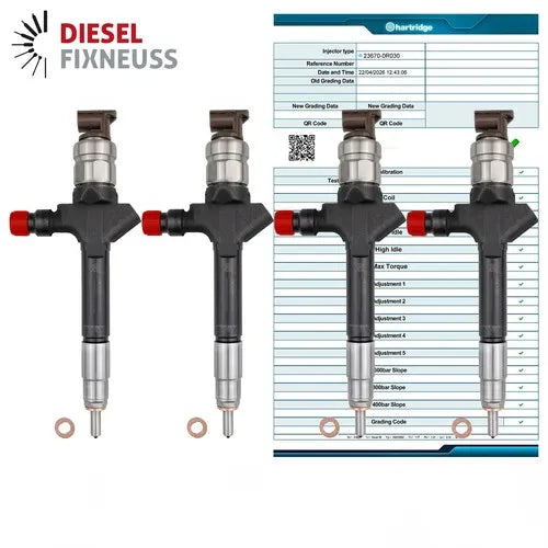 4x Einspritzdüse Injektor Toyota 23670-0R050 1AD-FTV 2,0 Liter D4D 23670-0R030