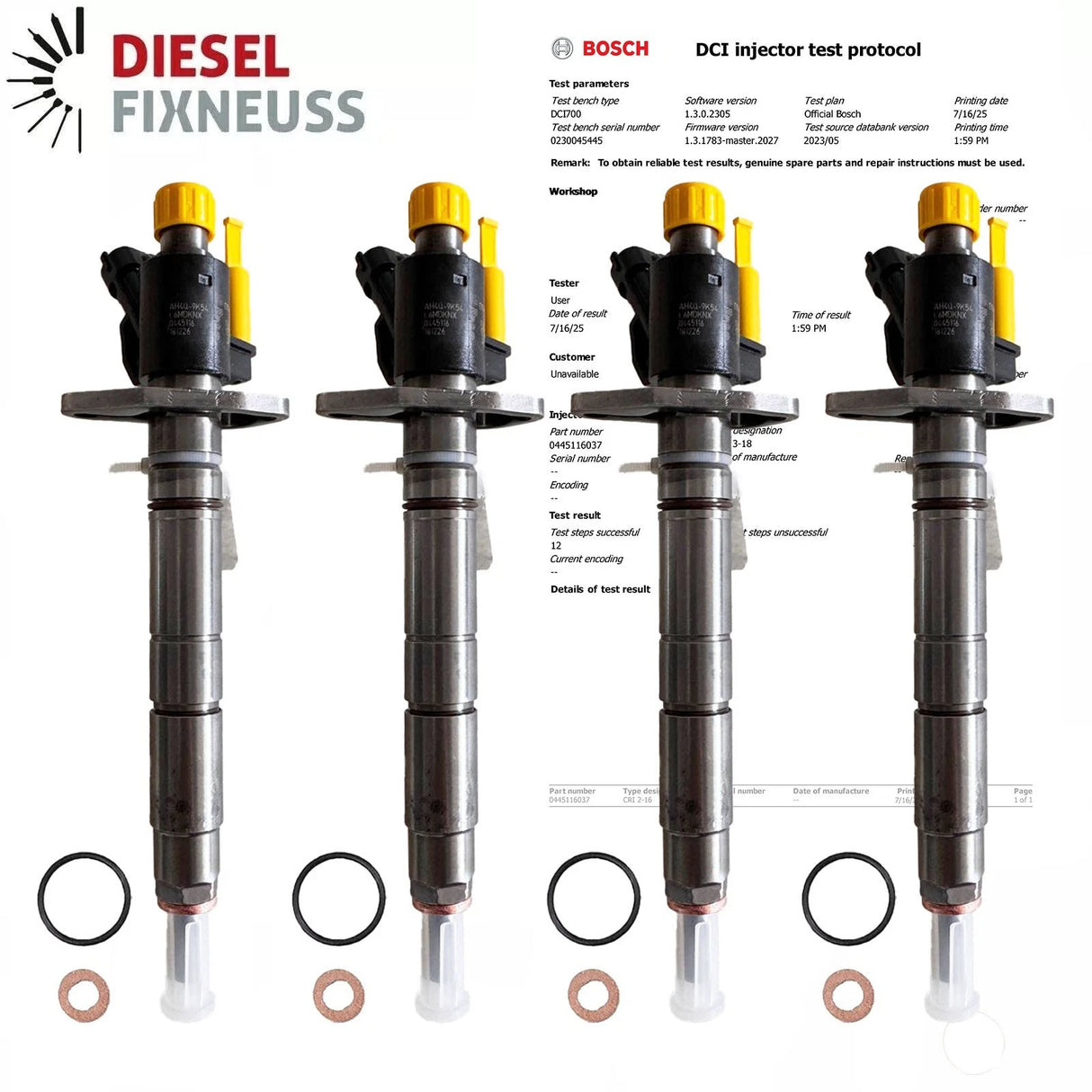 4x Injektor 0445116037 AH4Q9K546BA für LAND ROVER FORD-