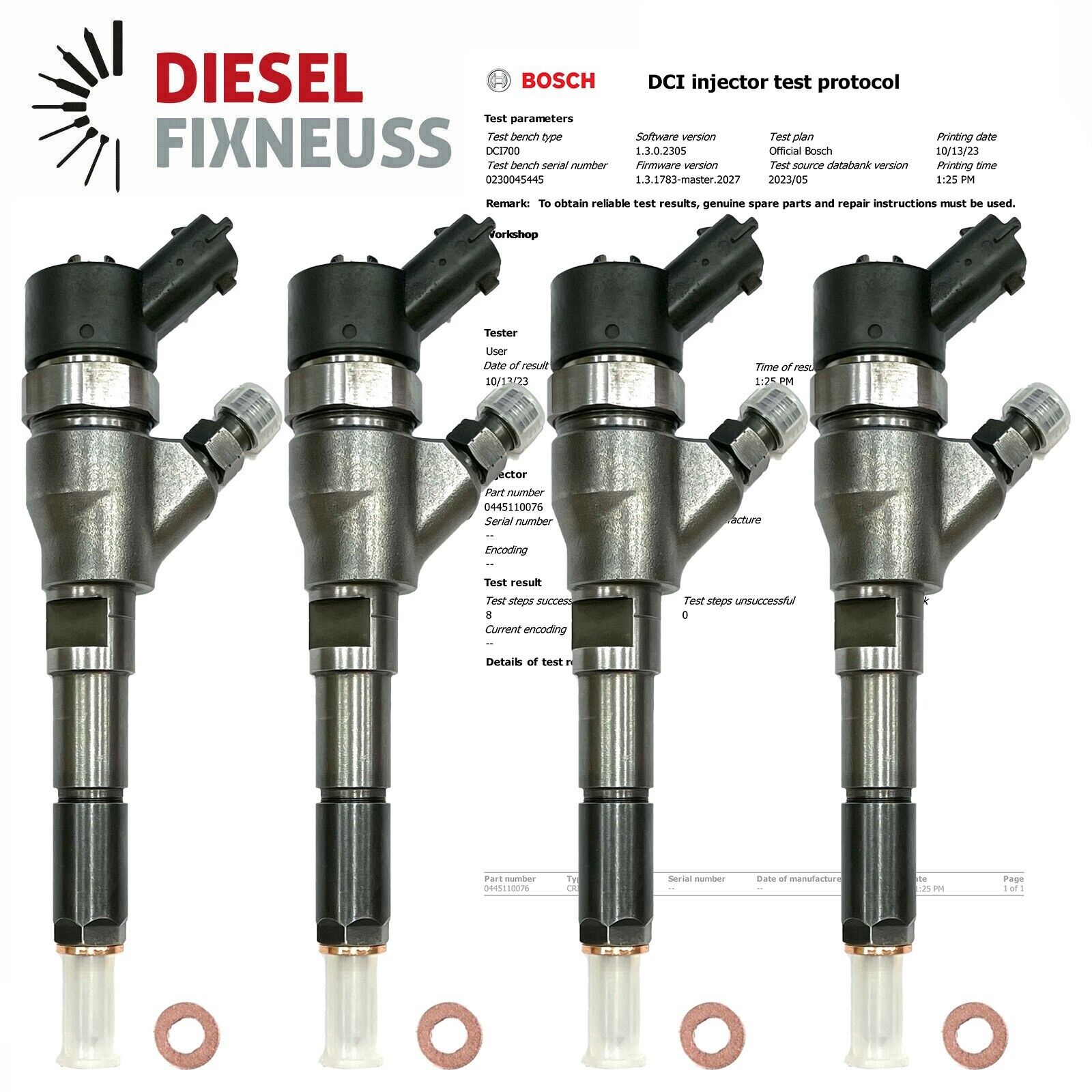 4x Injecteur Bosch 0445110076 9641742880 Citroen Peugeot 2.0 HDI