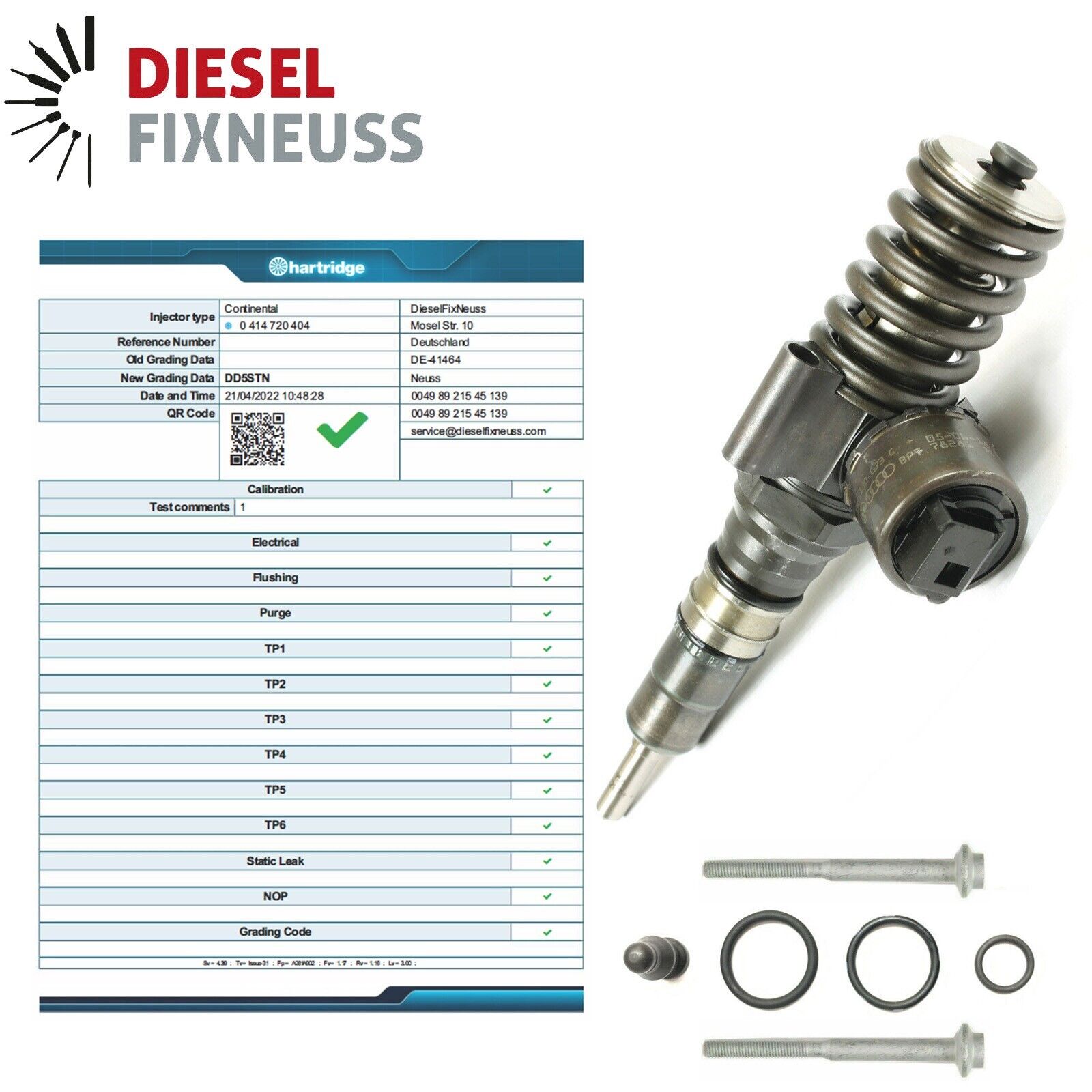 4xAudi A6 2.0 TDI Reconditioned Bosch Diesel Fuel Injector 0414720404 0414720402