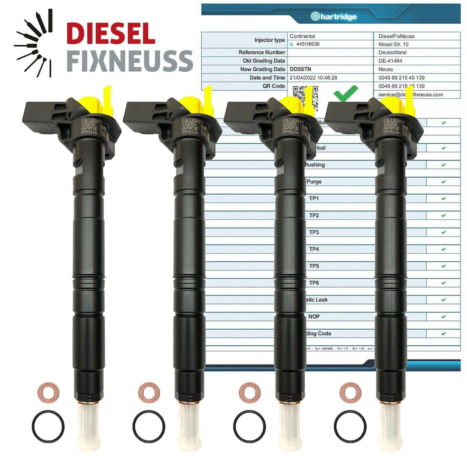 4x Injektor Einspritzdüse BOSCH 03L130277 VW AUDI SEAT SKODA 2,0 TDI 0445116030