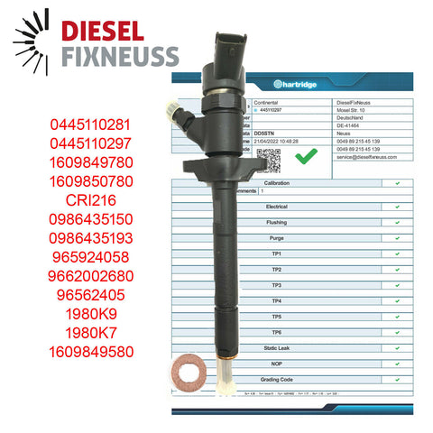 Injecteur Bosch 0445110297 9662002680 PEUGEOT Citroen C2 C3 C4 Berlingo 1.6 HDI