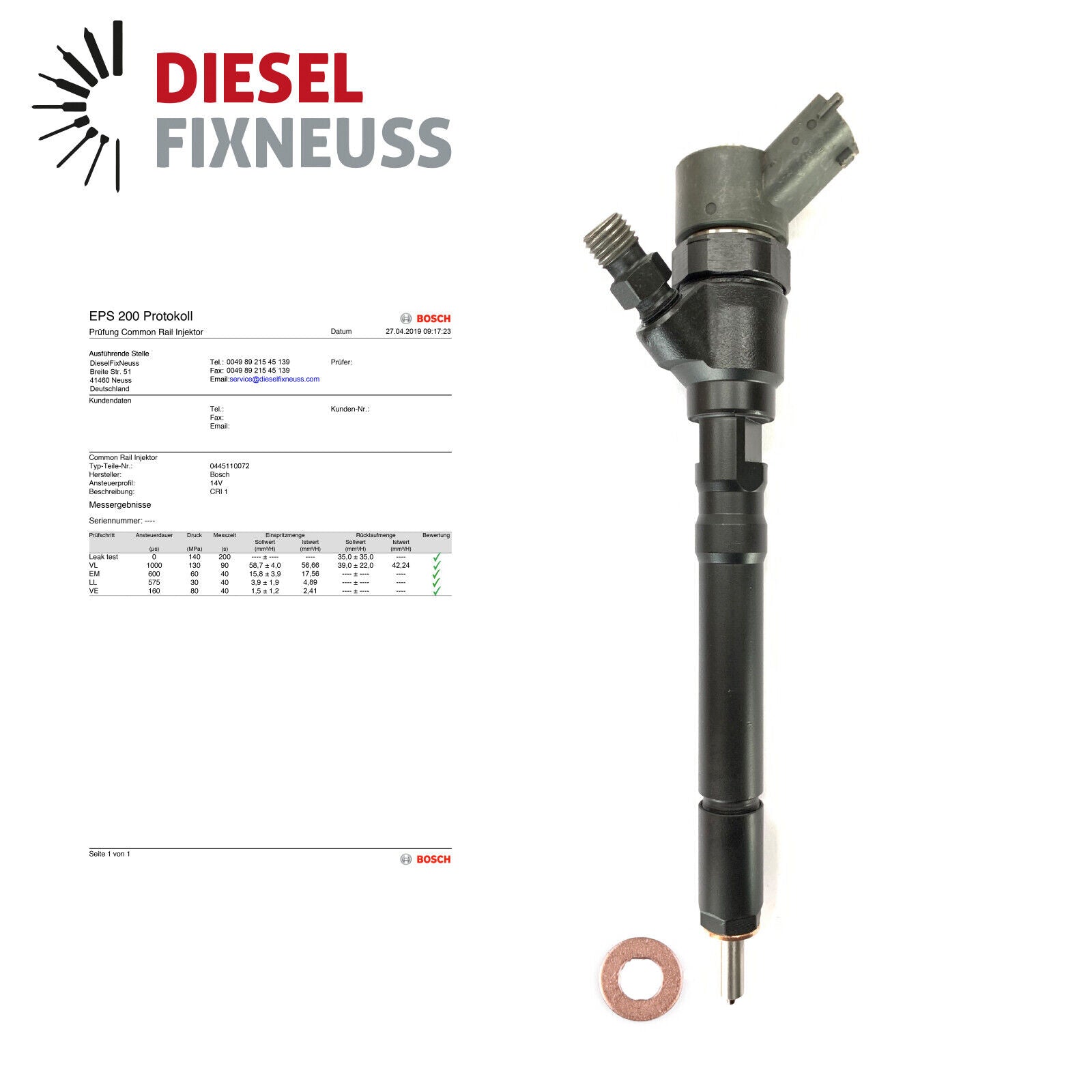 Einspritzdüse Bosch CRDI Diesel Injector 33800-27000 0445110064 0986435147