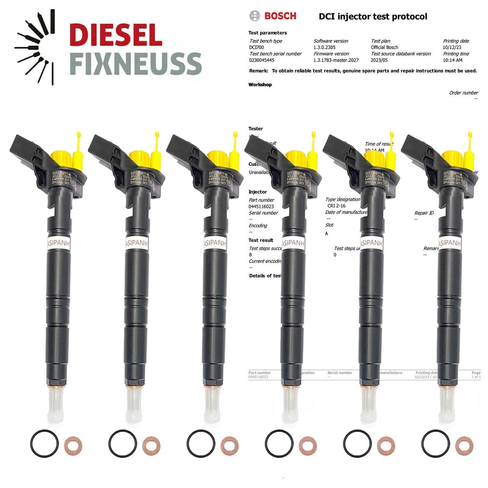 6x Bosch Einspritzdüse 0445116023 Injektor Audi A6 Q5 Q7 2.7 3.0 TDI 0986435357