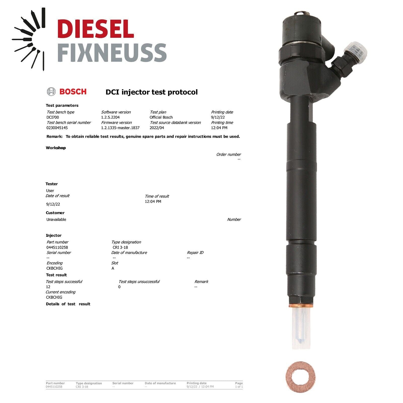 Diesel injektor für HYUNDAI 2.0 CRDi 140 cv 3380027400, 0445110257, 0445110258