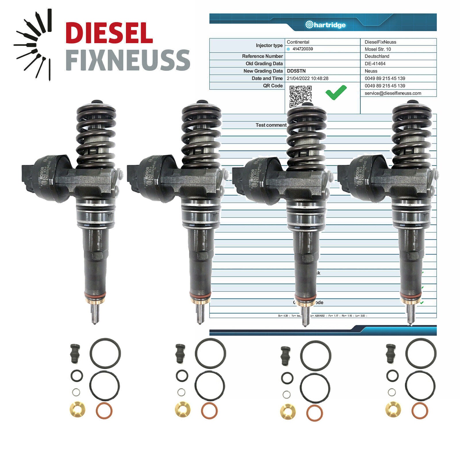 4xEinspritzdüse Injektor PumpeDüse Einheit VW AUDI 1,9 TDI 0414720039 0986441557