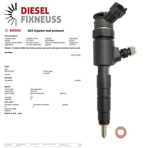 Einspritzdüse INJECTOR Peugeot 207/206 1.4 Hdi Ref: 0445110252 96565889