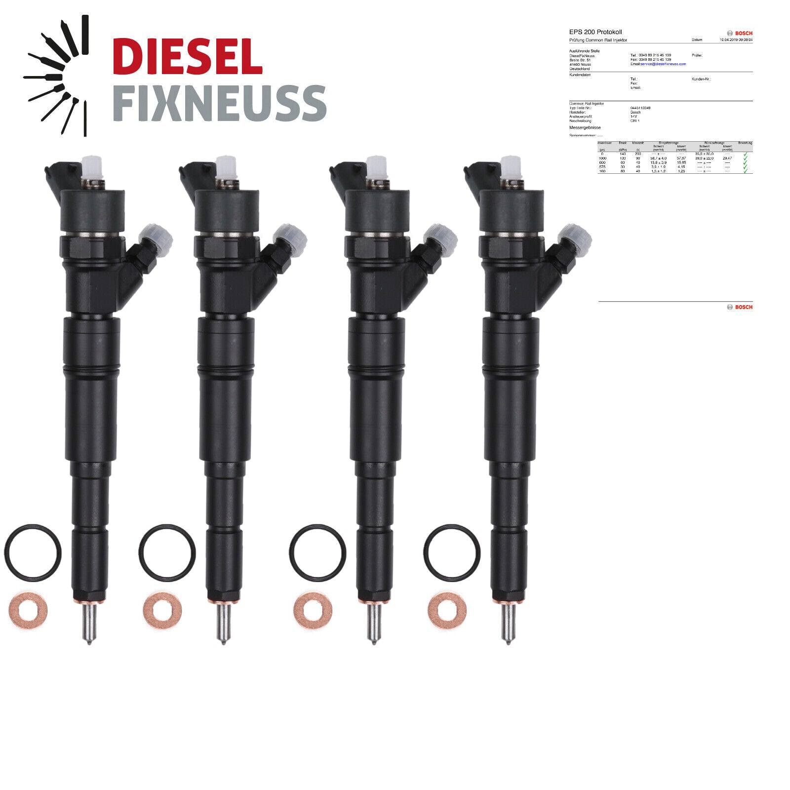 4xEinspritzdüse INJEKTOR LAND ROVER FREELANDER 2.0 TD4 82 kW 0445110049 Injector