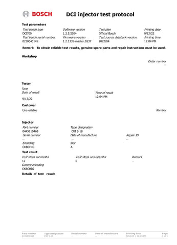 EINSPRITZDÜSE 0445110469 VW AUDI SEAT SKODA 2.0 TDI Diesel Injector 