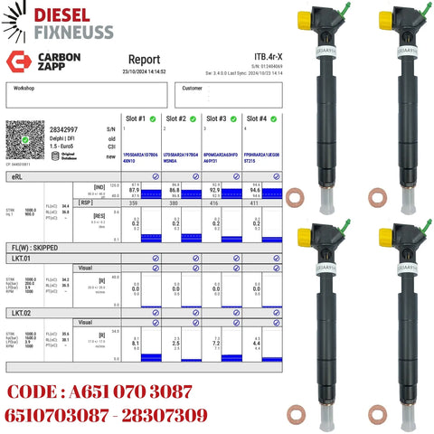 4x Injektor A6510703087 28307309 W204 W212 W207 200 220 CDI OM651