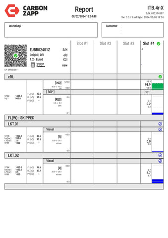 Diesel EJBR02401Z Delphi Injector Report on Carbon Zapp Test Machine