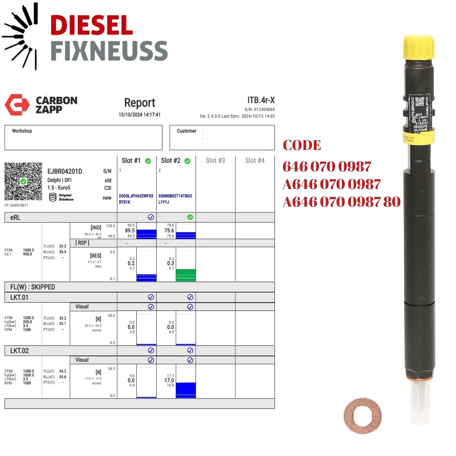 Einspritzdüse A6460700987 Mercedes Benz C220 E200 E220 136PS 125kW