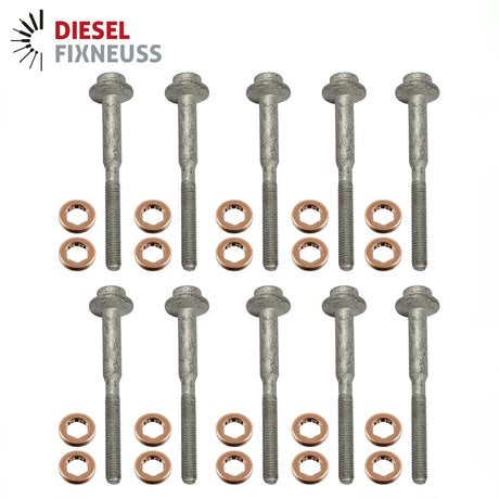 10x Dehnschrauben WHT003187 und 13×7.7×2.5 mm Kupferdichtring 1.6 TDI