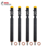 4x Delphi EJBR04501D fuel injectors for SsangYong 2.0 XDi engines, incl. test report. Compatible with Actyon, Kyron, and Rexton models (2005–2015). OE ref: A6640170121.